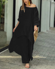 Solid color irregular cotton and linen suit