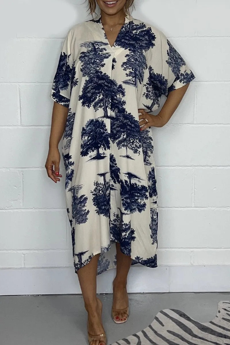 🔥🔥Fashion Printed V-Neck Dress