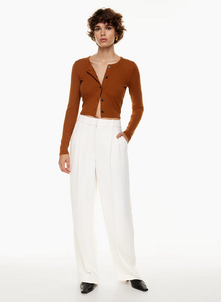 Casual all-match high waist wide leg pants