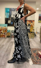 Sleeveless Loose Long Black And White Sundress