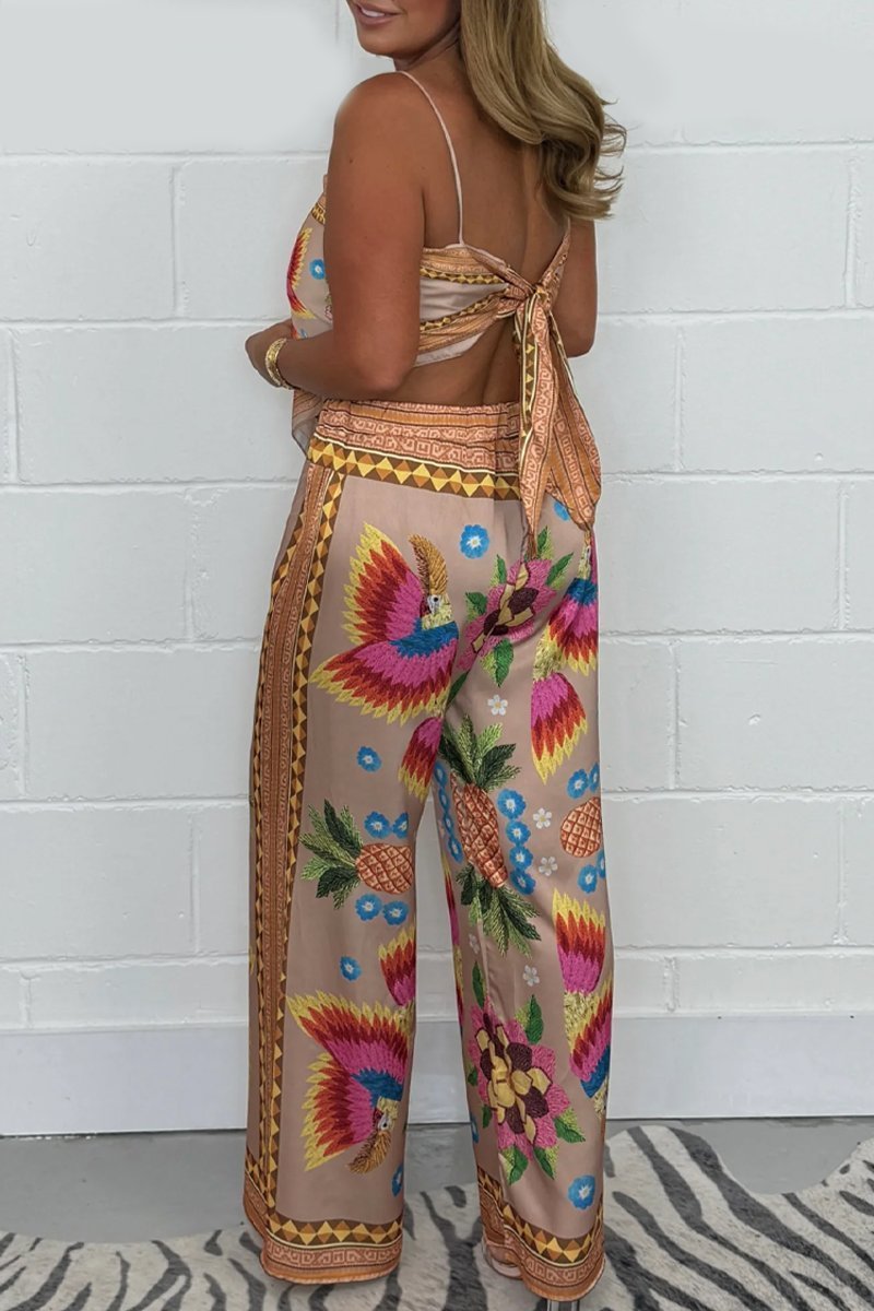 🌸Up to 80% off🔥 Women's Parrot Print Scarf & Trousers Co-ord