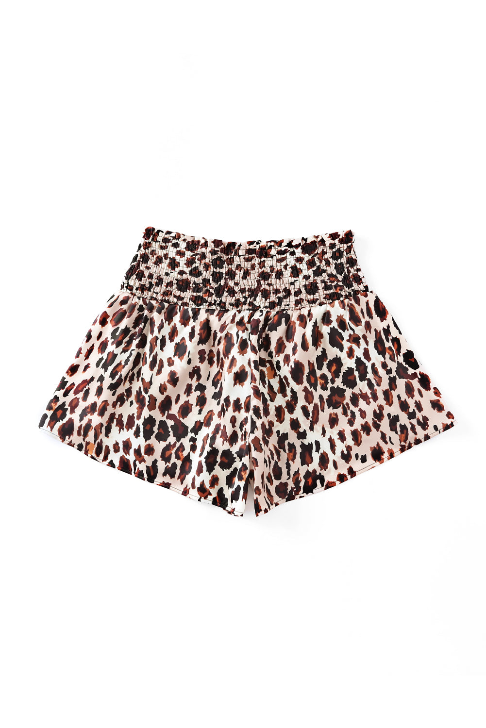 Leopard Print Smocked Waistband High Waist Casual Shorts