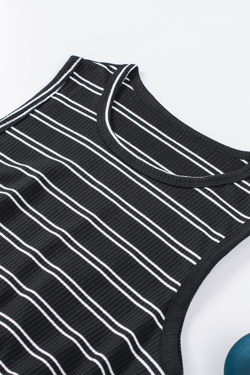 Black Striped Print Crew Neck Tank Mini Dress