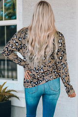 Leopard Crisscross V Neck Leopard Long Sleeve Tops