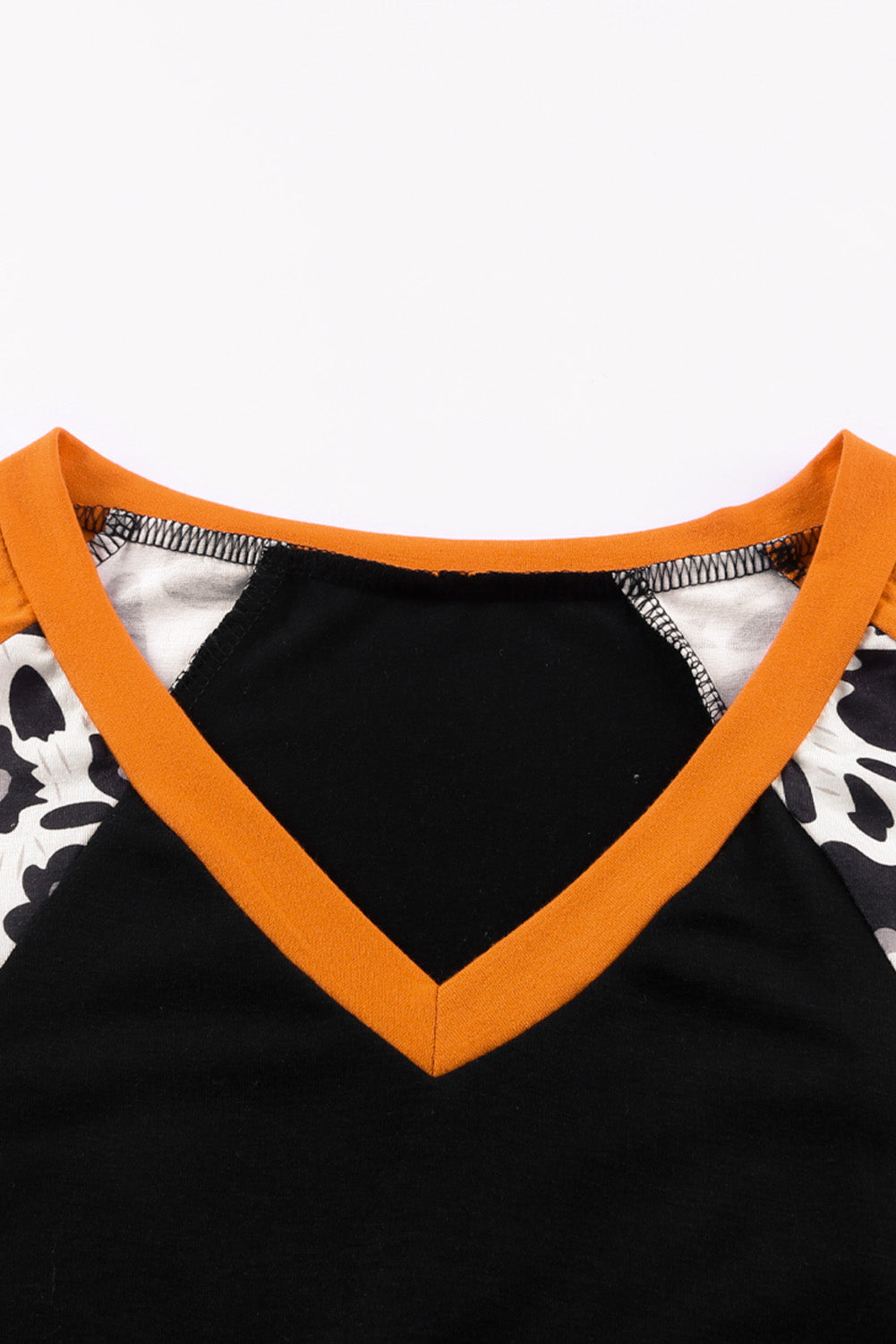 Black Leopard Color Block V-Neck Mini Dress