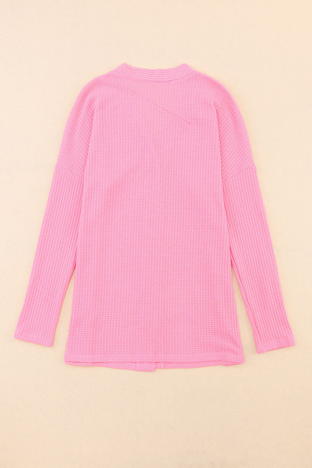 Pink Waffle Knit Dropped Shoulder Cardigan