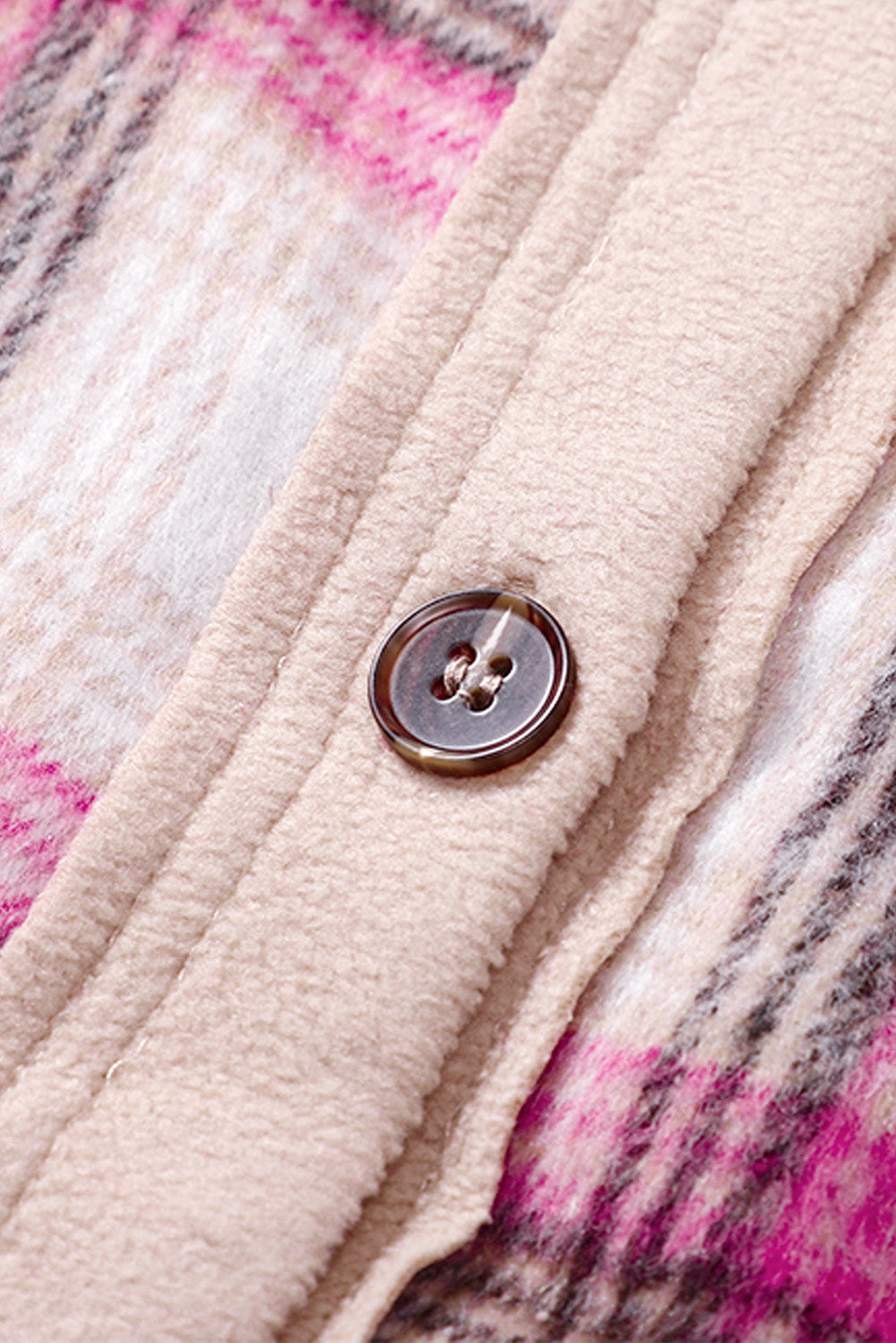 Rose Contrast Trim Plaid Shacket