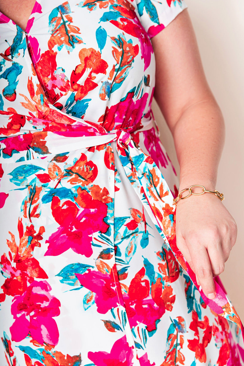 Rose Plus Size Floral Print Wrap Slit Dress