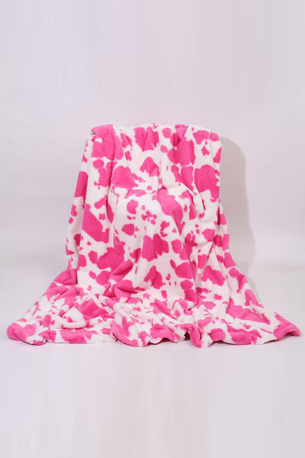 Dark Pink Cow Spot Print Flannel Blanket