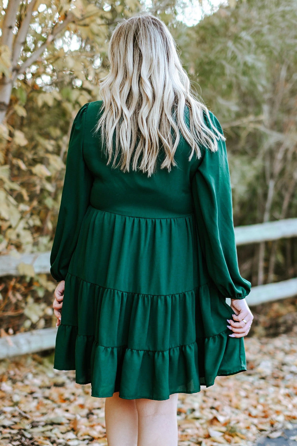 Green Smocked Tiered Plus Size Dress