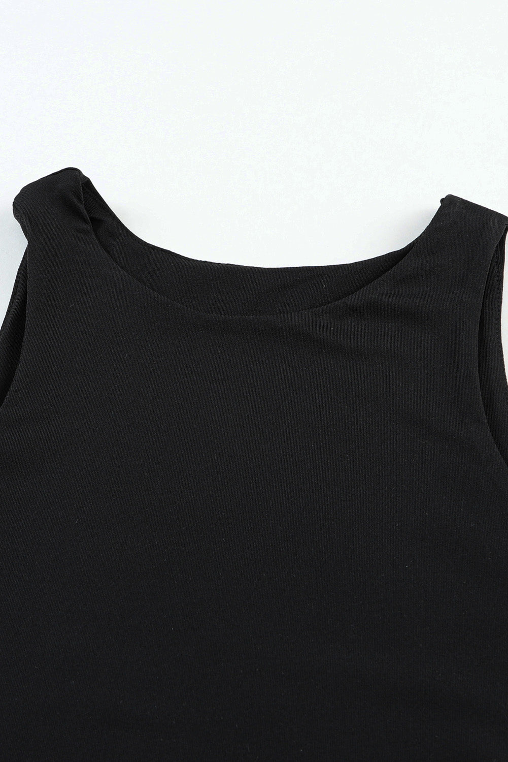 Black Crew Neck Cropped Tank Top