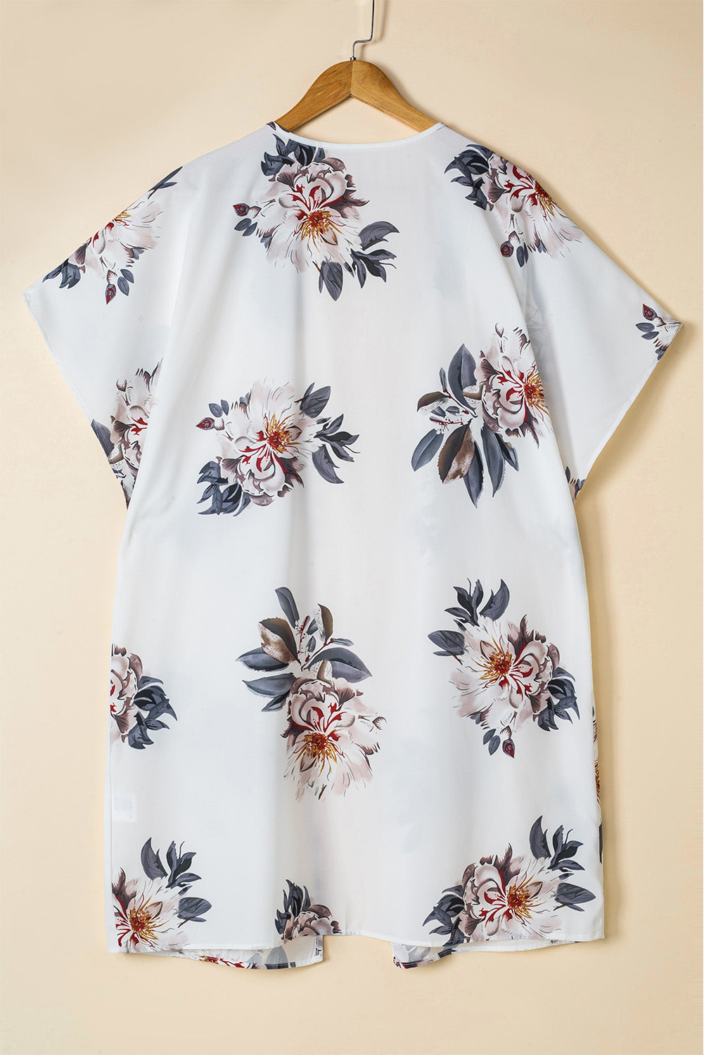 White Floral Print Summer Kimono
