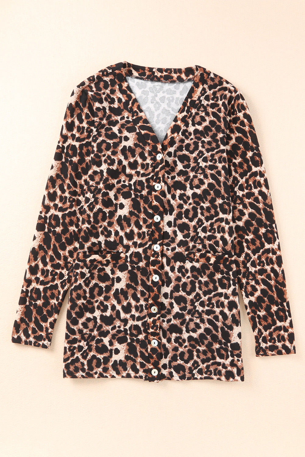 Leopard Long Sleeve Buttoned Front Cardigan
