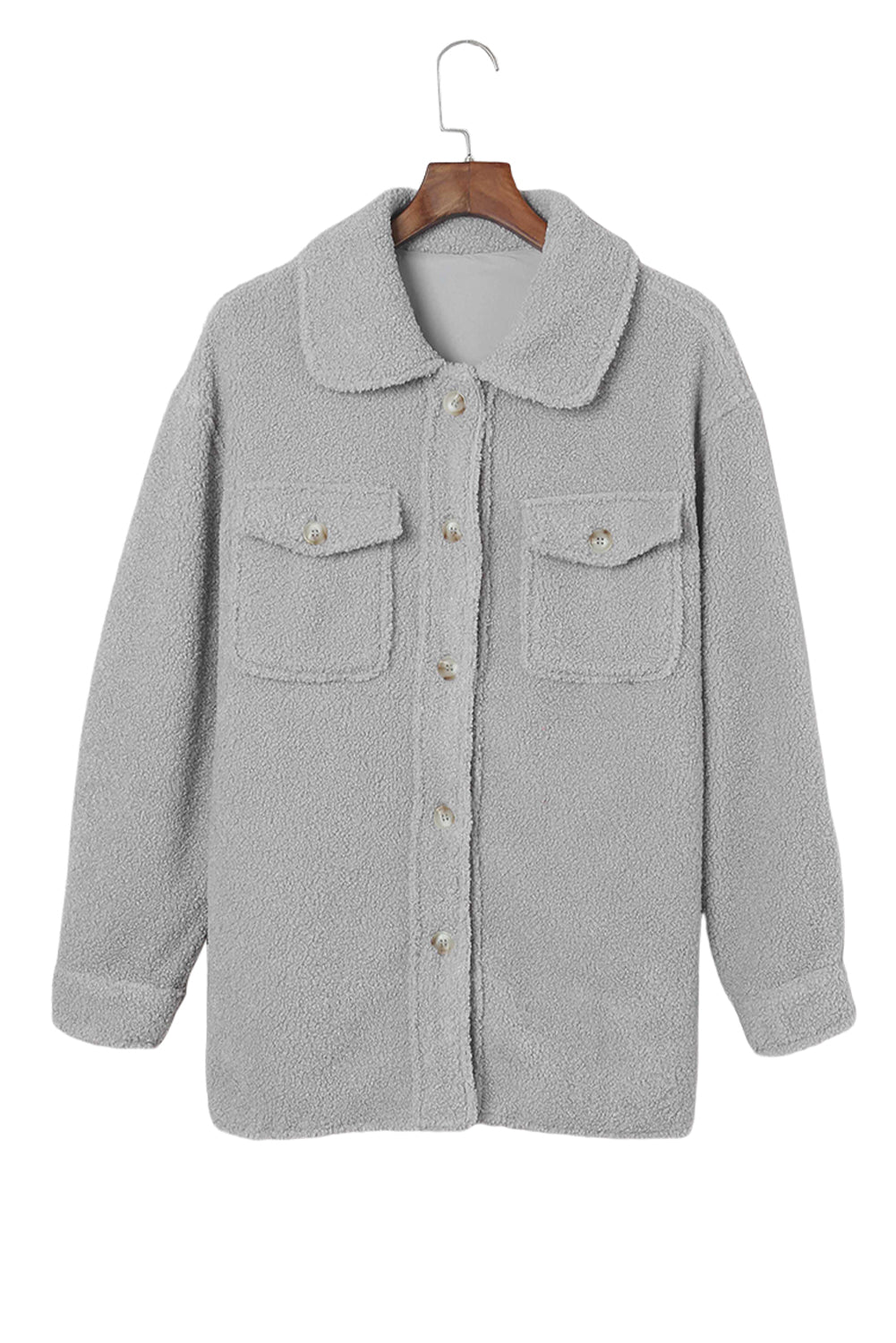Brown Flap Pockets Button Front Jacket