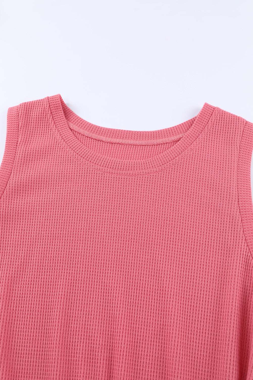 Red Twist Knot Waffle Knit Tank Top