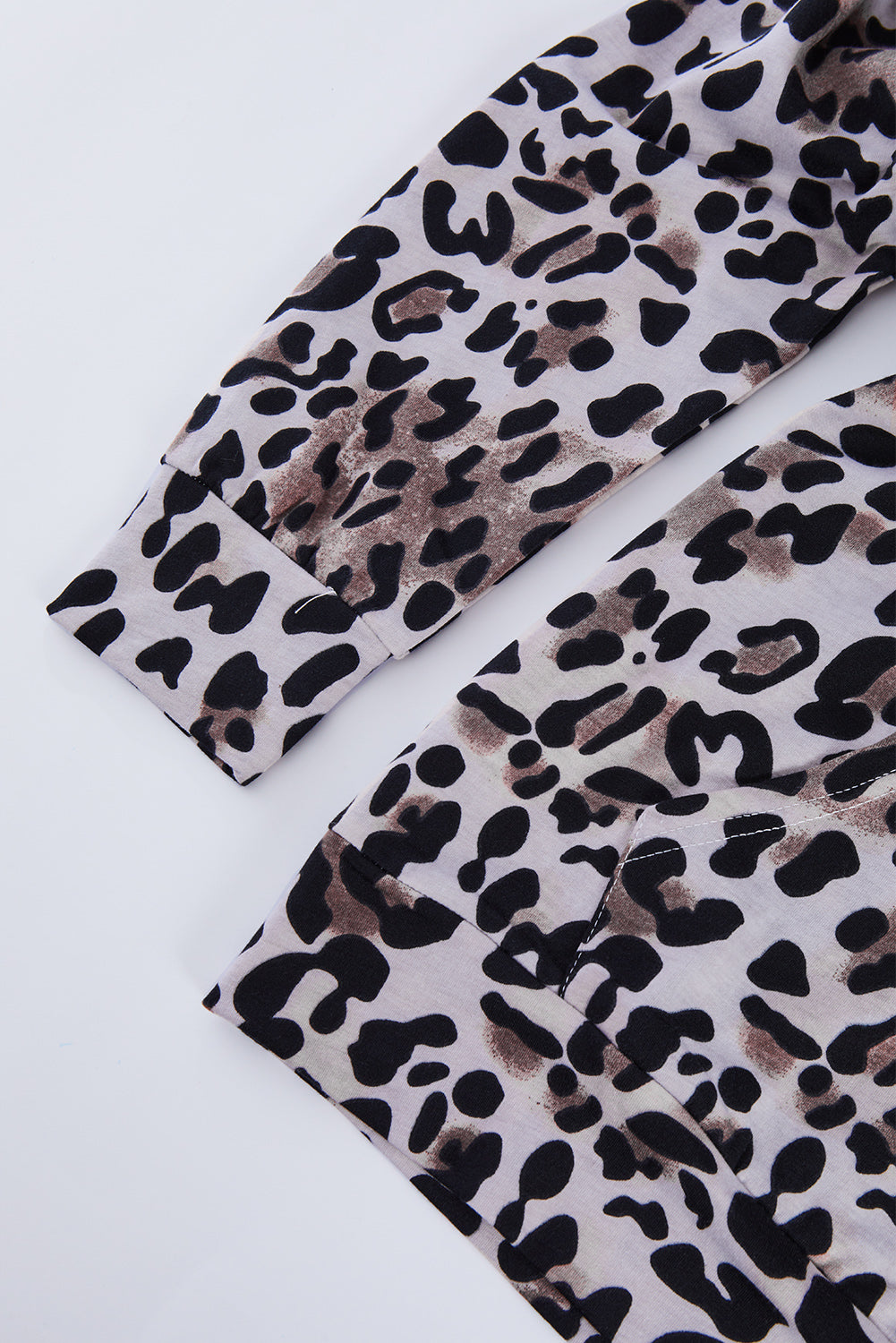 Leopard Print Kangaroo Pocket Pullover Hoodie