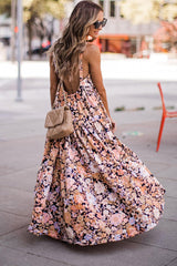 Multicolor Floral Print Scoop Back Maxi Sundress