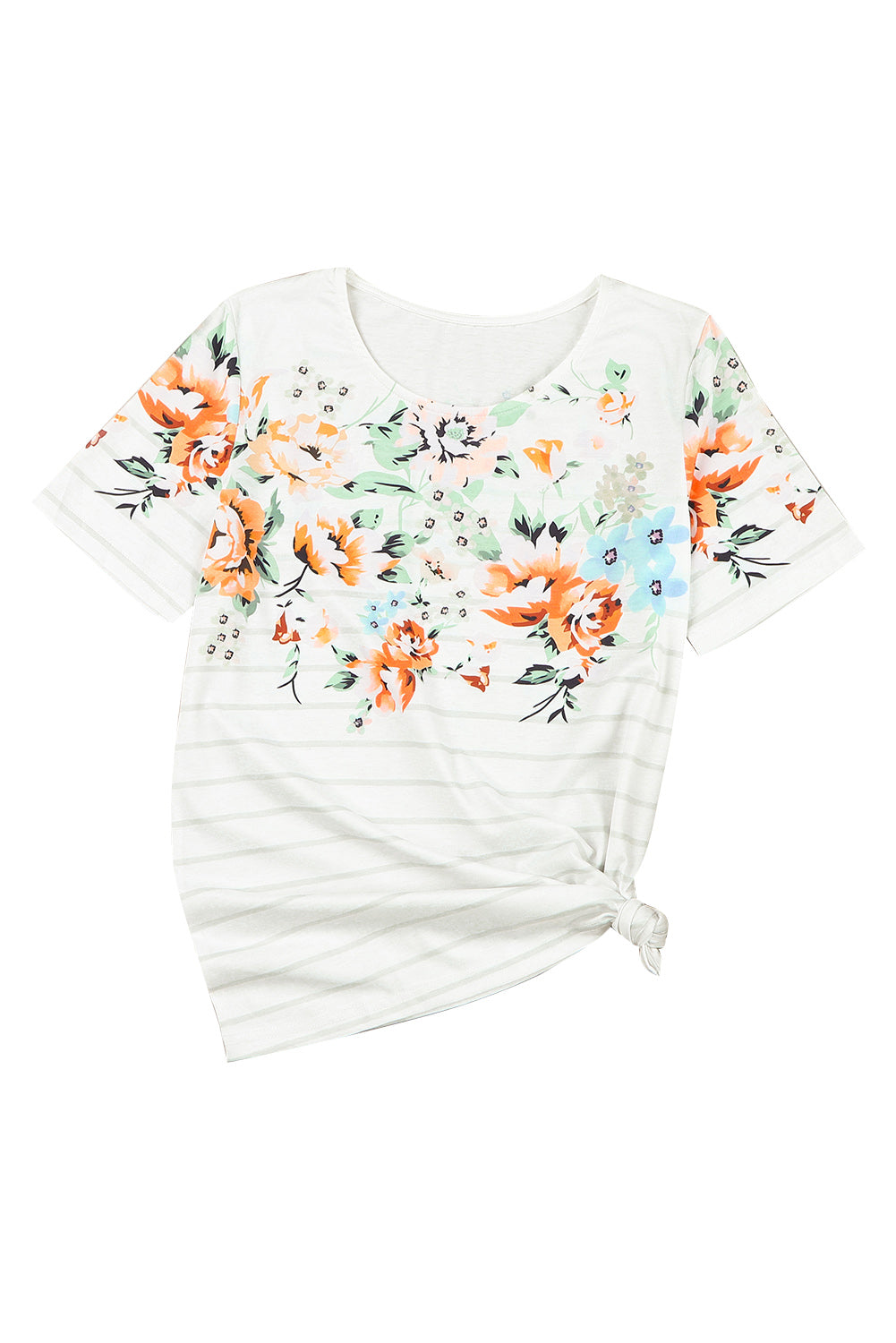 Floral Striped Print Short Sleeve Tee