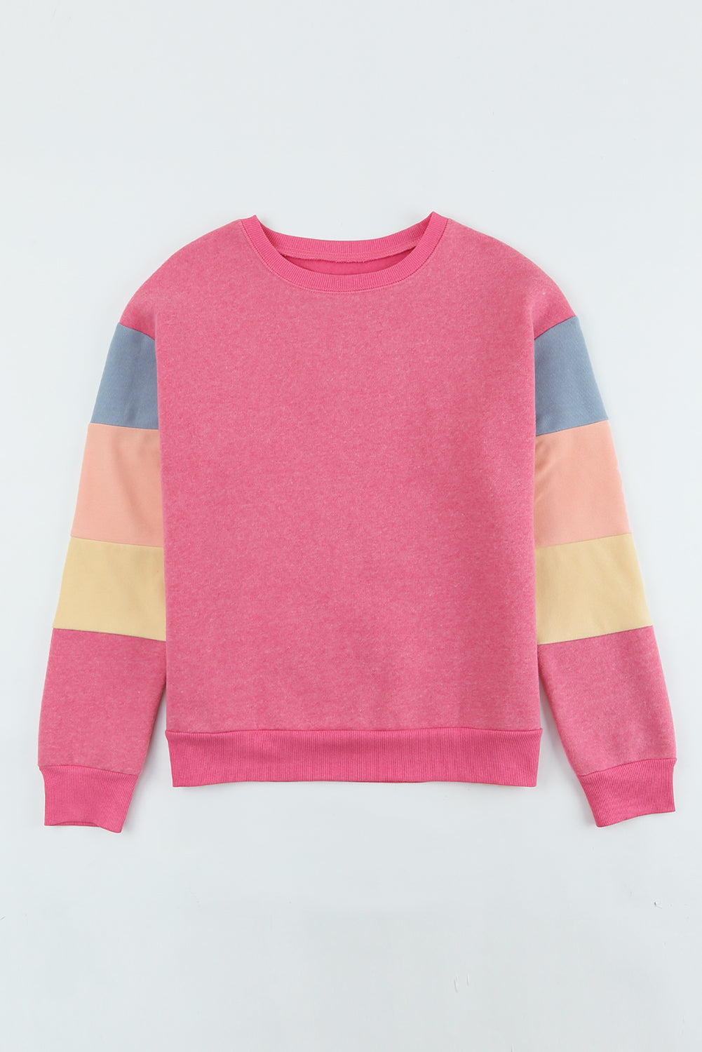 Blue Colorblock Long Sleeve Pullover Sweatshirt