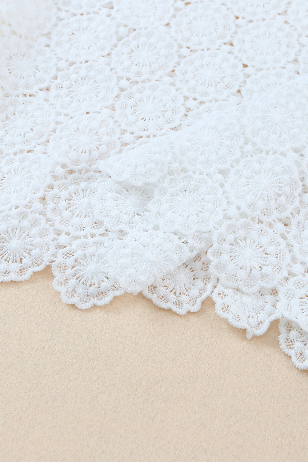 White Crochet Lace Hollowed Short Sleeve Top