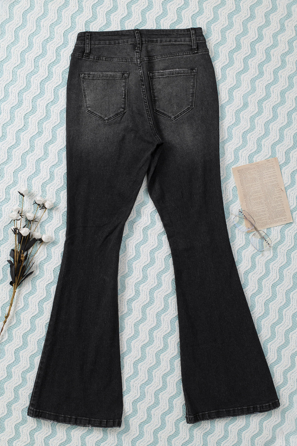 High Waist Flare Jeans with Pockets