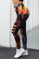 Multicolor Tie Dye Hollow Out Fitness Activewear Leggings