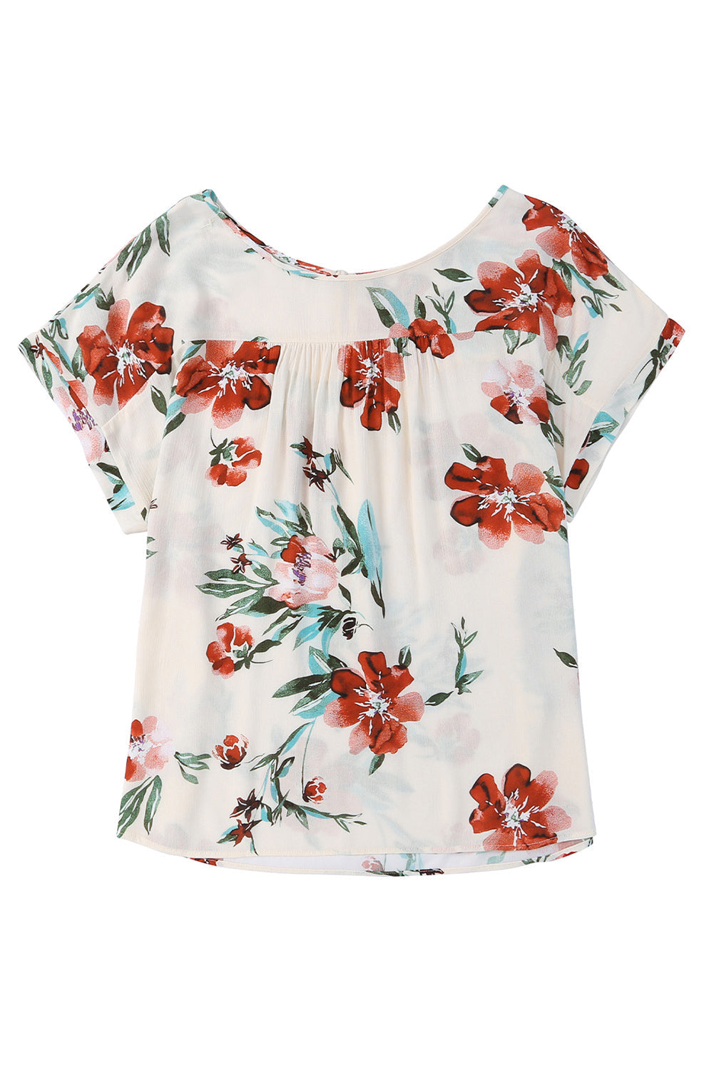 Beige Plus Size Floral Print T-shirt