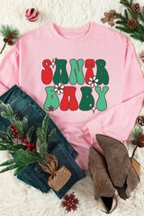 Pink SANTA BABY Sweet Floral Graphic Sweatshirt