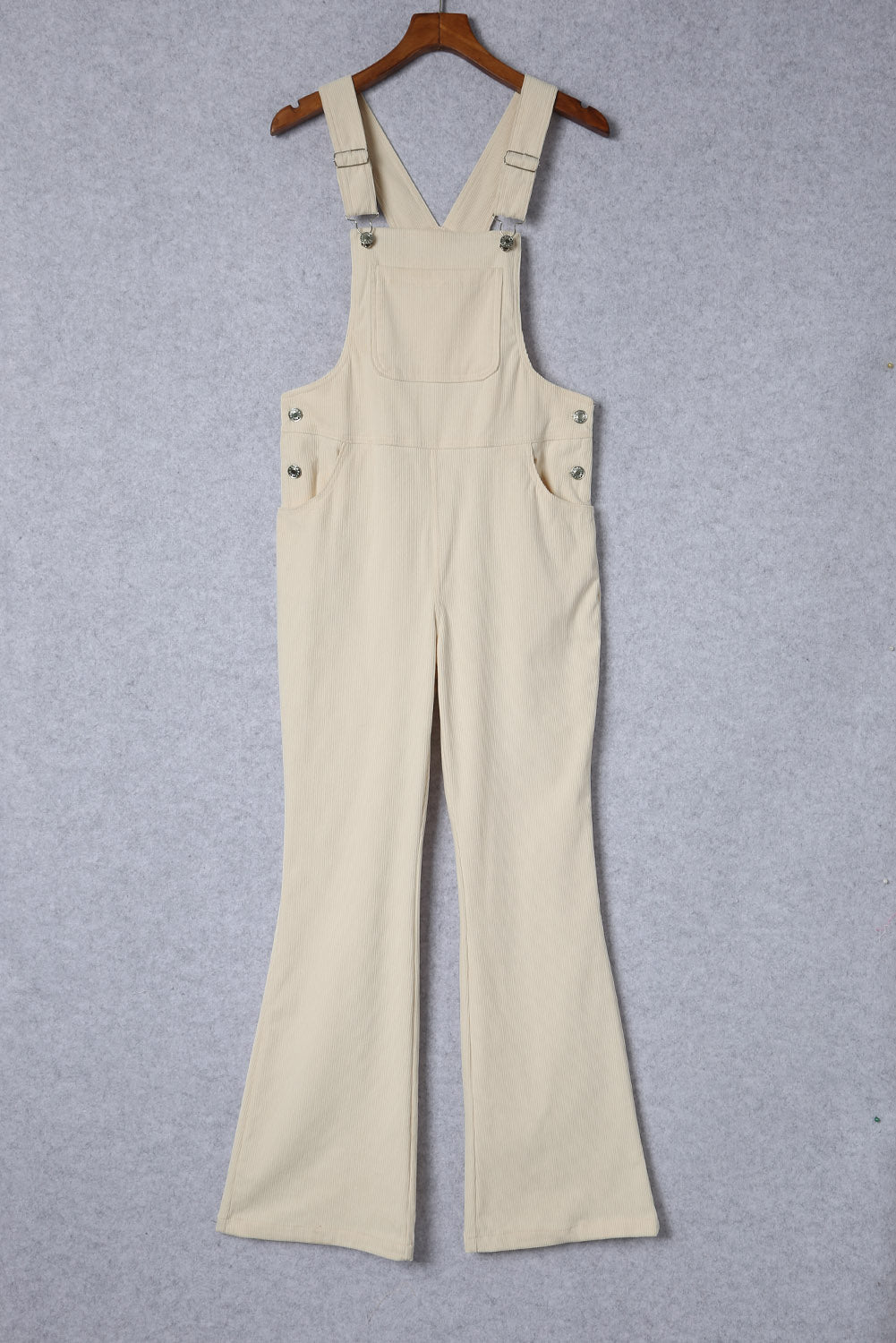 Beige Corduroy Bib Suspender Wide Leg Overall