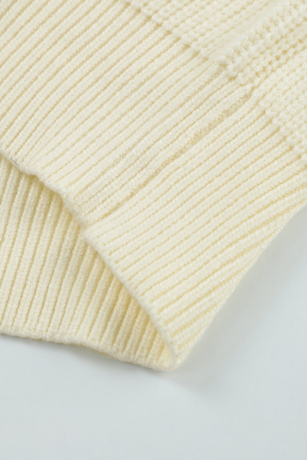Gray Plain Hollow-out Knit Long Sleeve Pullover Sweater