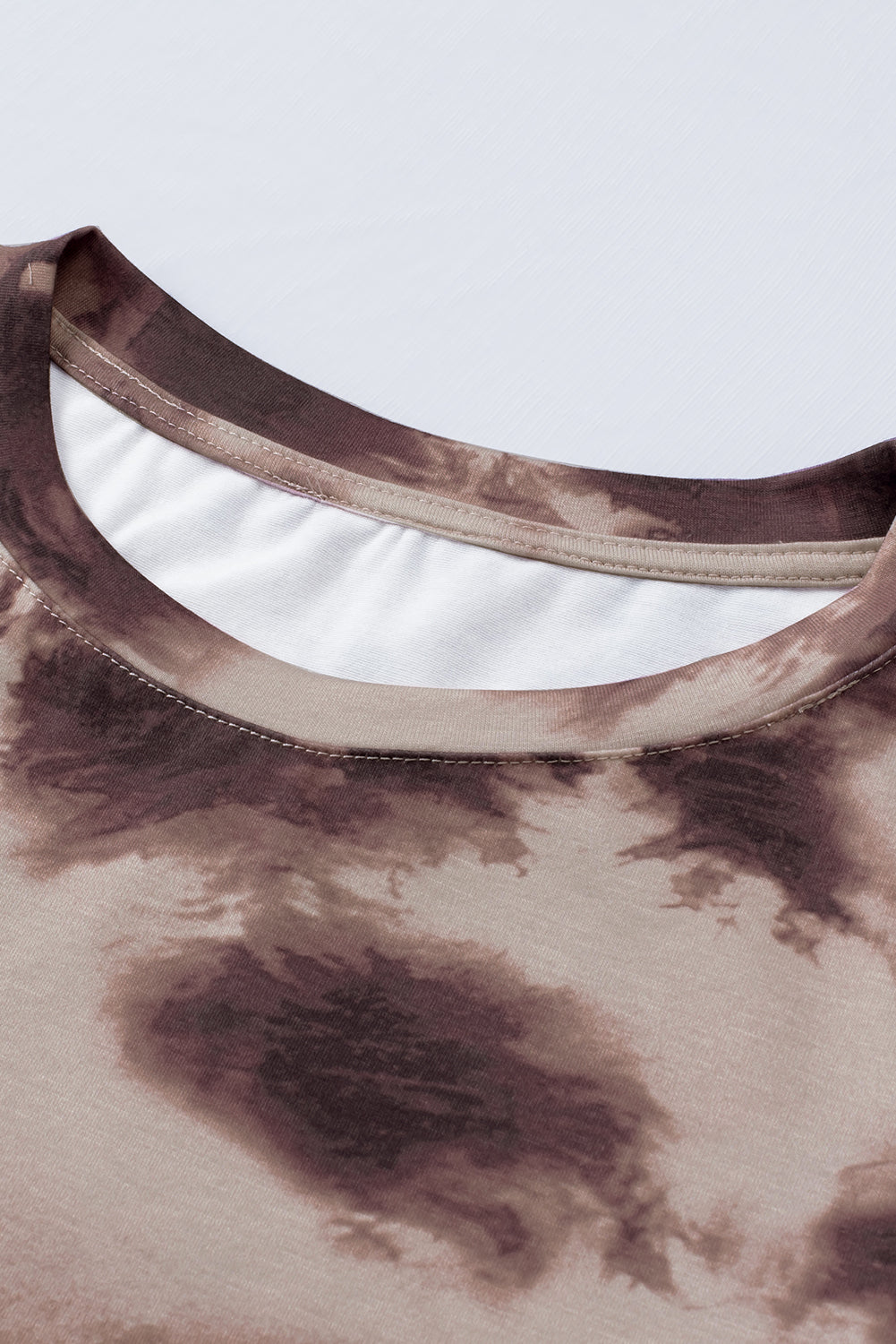 Brown Vintage Tie Dye Ruffled Sleeve T Shirt