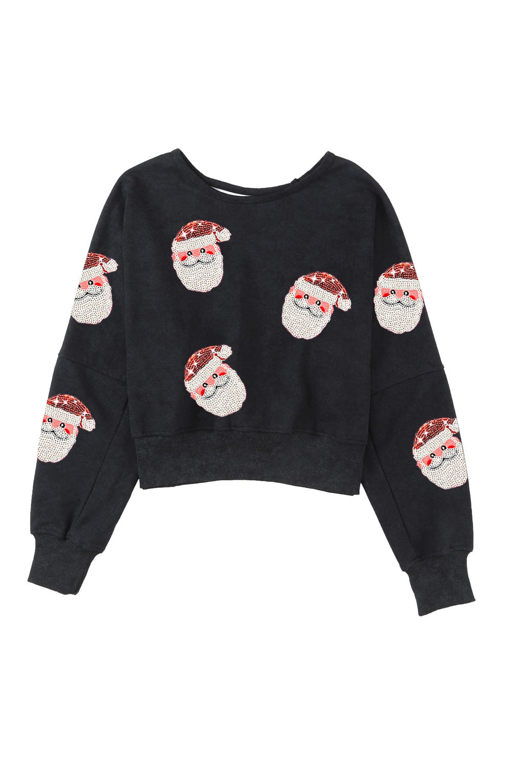 Black Rugby Print Side Split Loose Fit Sweatshirt