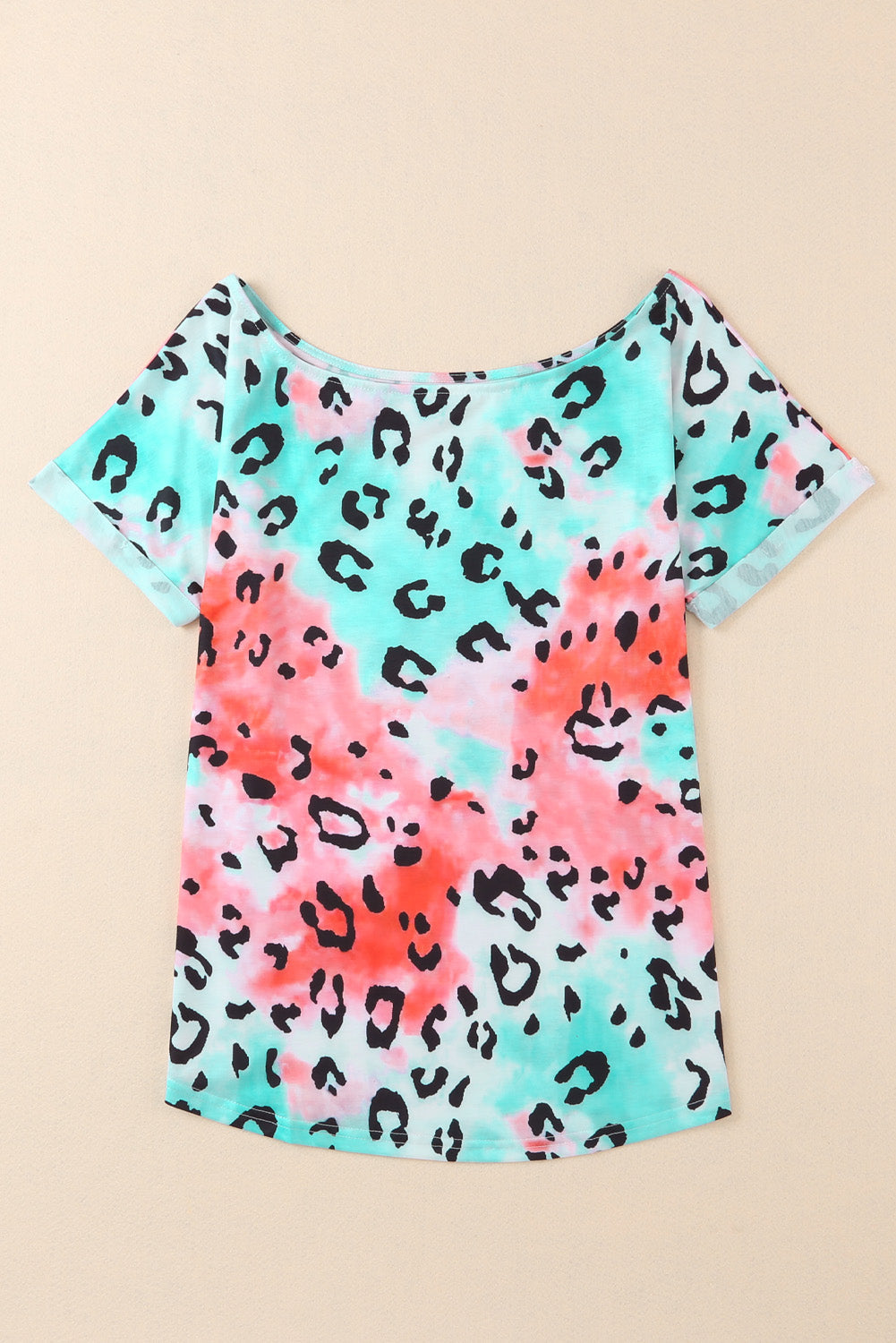 Leopard Tie-dye V Neck Tee