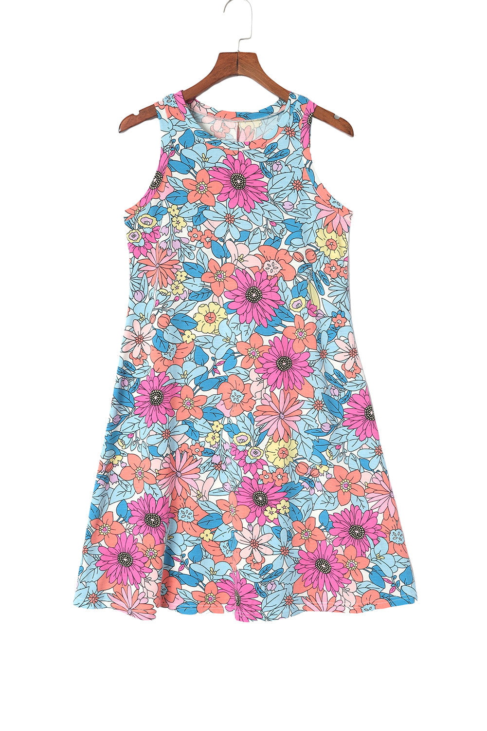 Multicolor Floral Print Smocked Tank Top