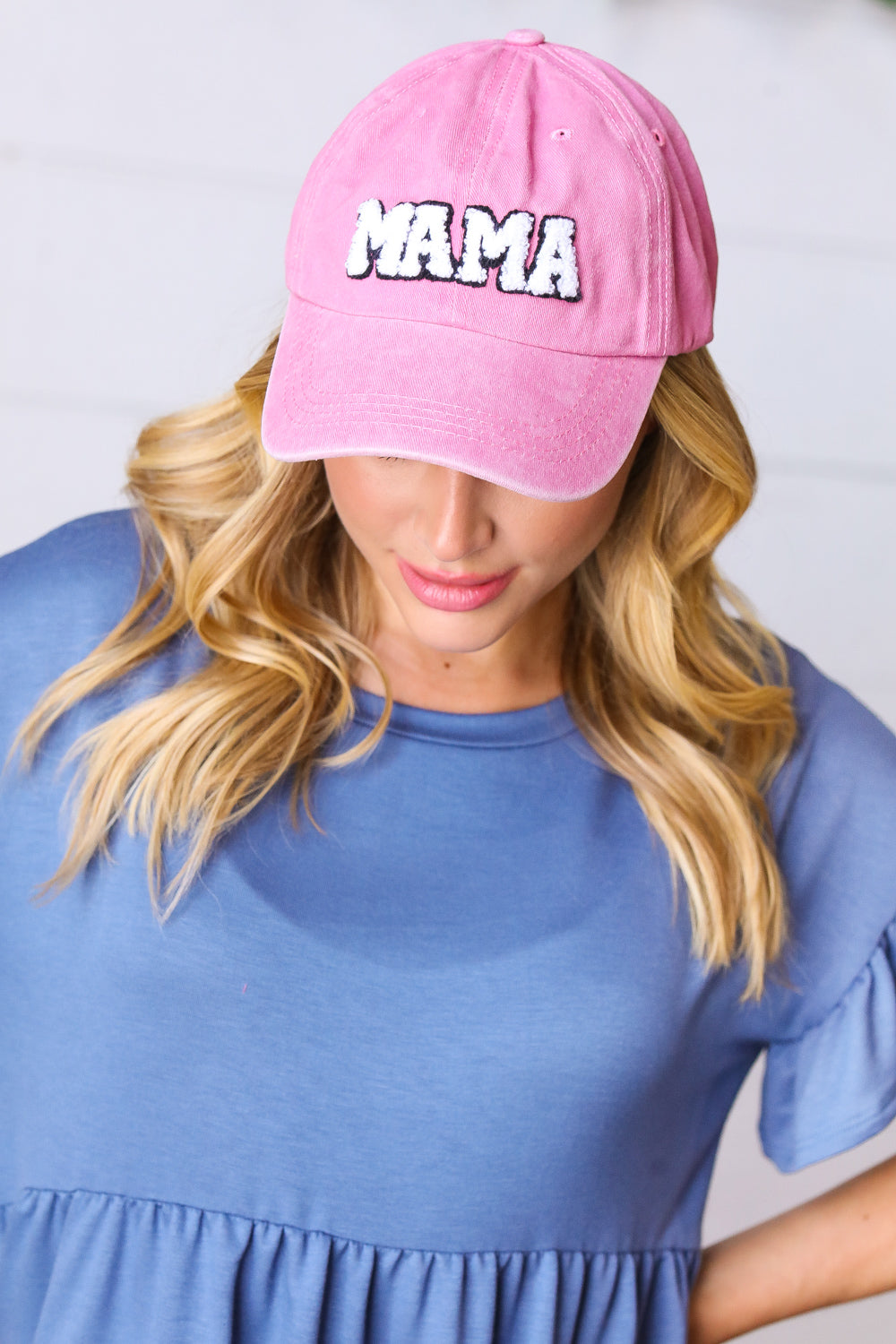 Pink Cotton "MAMA" Adjustable Baseball Cap