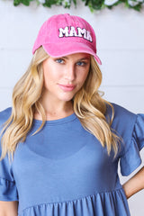 French Rose Cotton "MAMA" Adjustable Baseball Cap