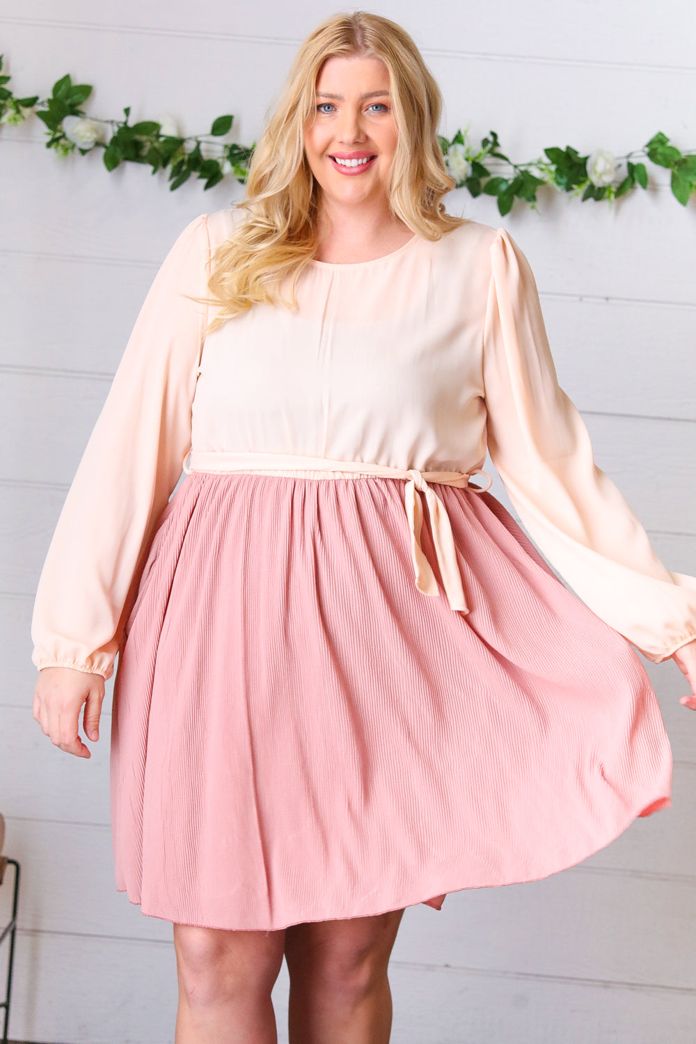 Mauve & Amicg Twofer Pleated Skirt Dress