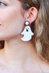 Halloween Beaded Ghost Dangle Earrings