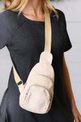 Sand Corduroy Sling Crossbody Bag