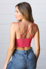 Amicgp Coral Crochet Lace Bralette with Bra Pads