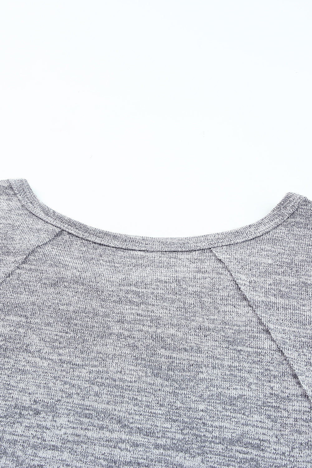 Gray Loose Slouchy Knitted Raglan Sleeves T-shirt