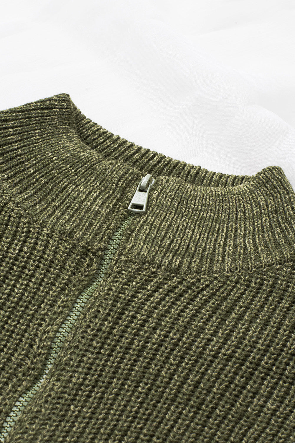 Red Zipped Turtleneck Drop Shoulder Knit Sweater
