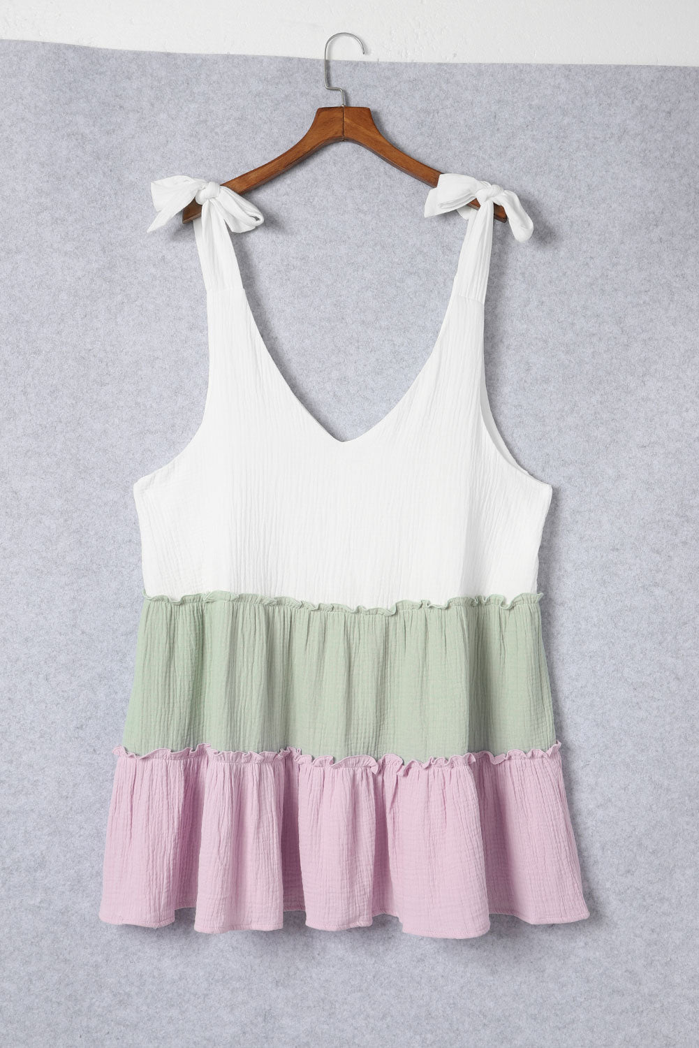 White Plus Size Color Block Ruffle Tiered Babydoll Tank Top