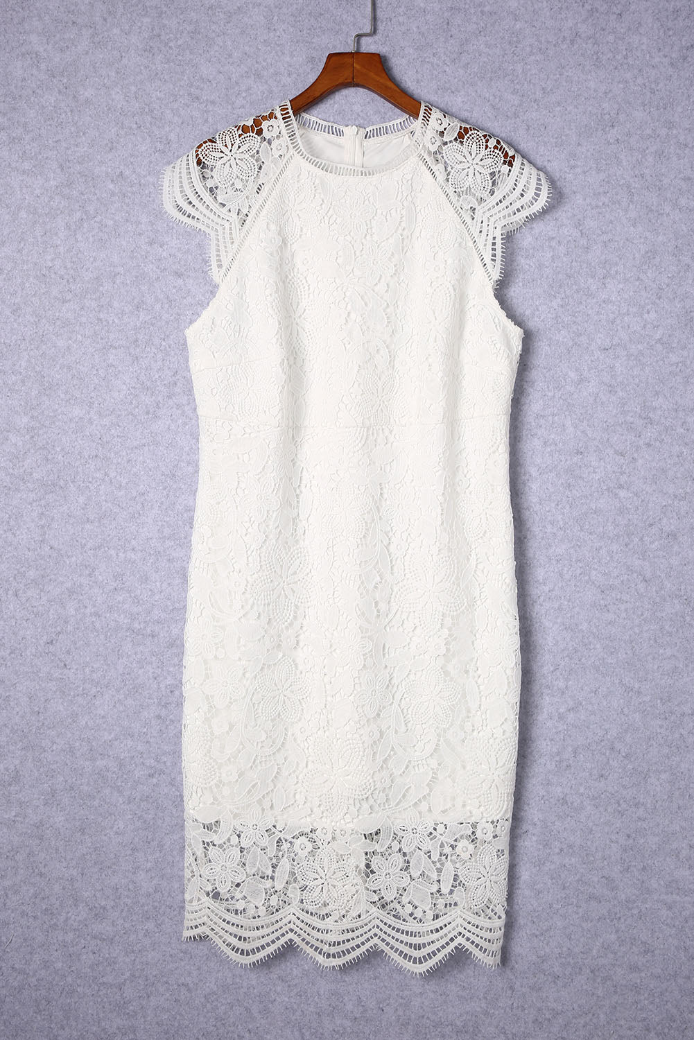 White Plus Size Lace Cap Sleeves Bodycon Midi Dress