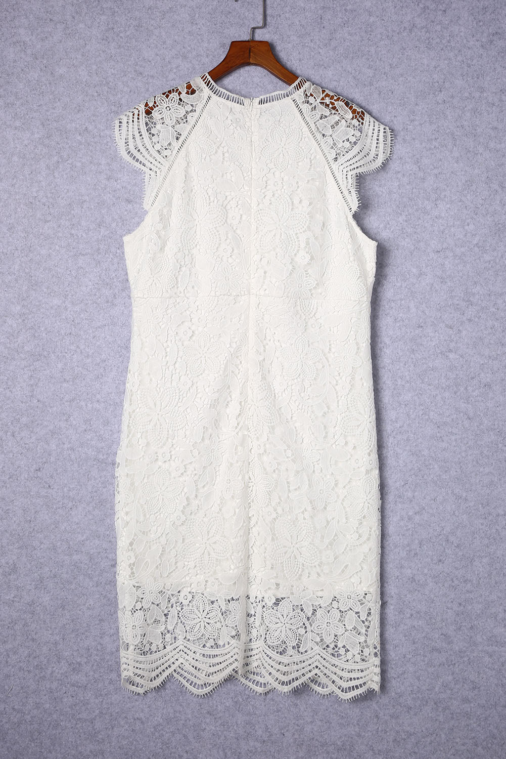 White Plus Size Lace Cap Sleeves Bodycon Midi Dress