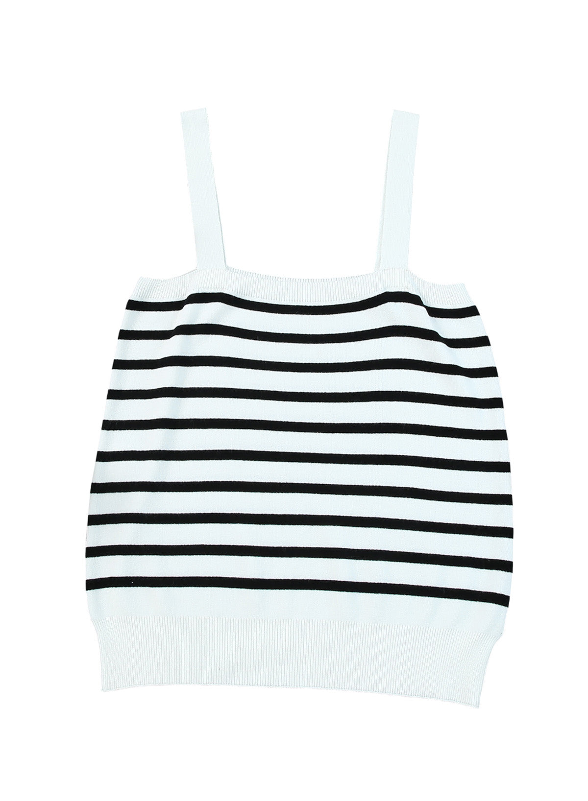 White Striped Tube Spaghetti Strap Knitted Tank Top