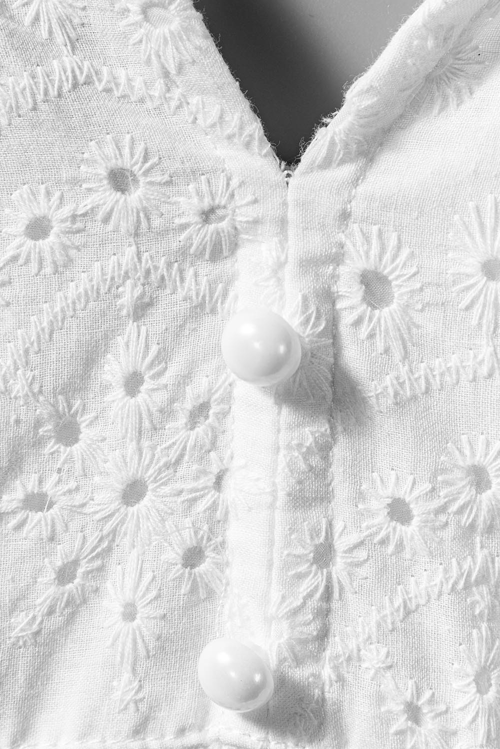White Embroidered Spaghetti Straps Maxi Dress with Pearls