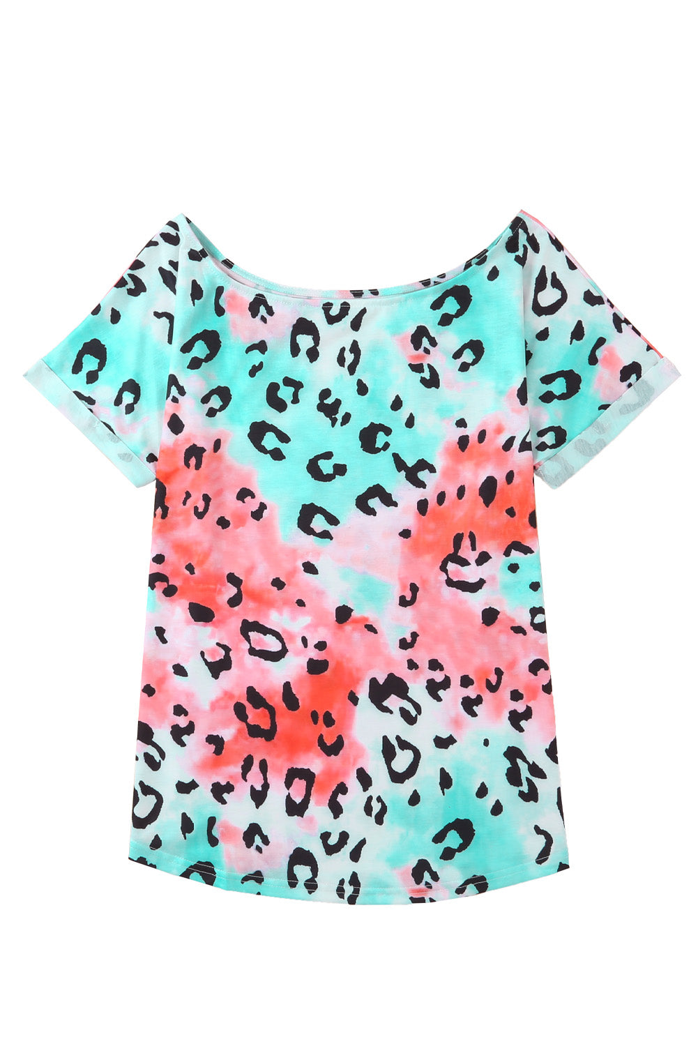 Leopard Tie-dye V Neck Tee