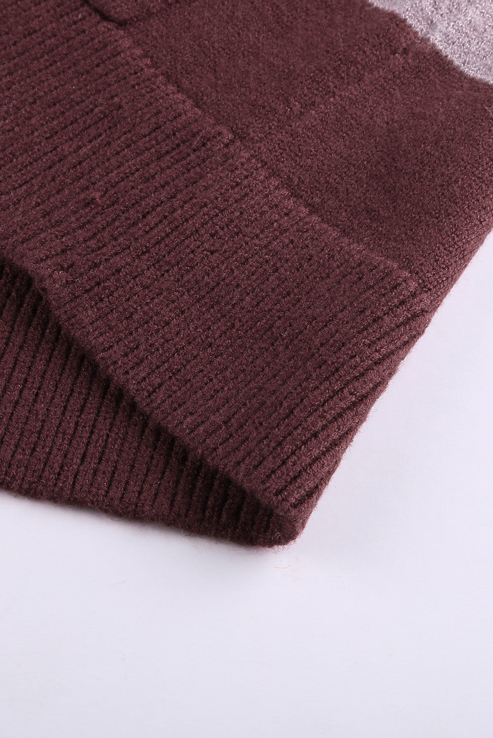 Khaki Open Front Colorblock Cardigan with Pockets
