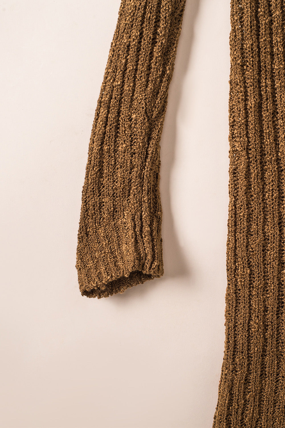 Brown Open Front Drop Shoulder Knitted Cardigan